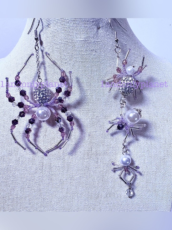 Jewelry - NEW Rhinestone Diamond Amethyst Spider Drop Earring